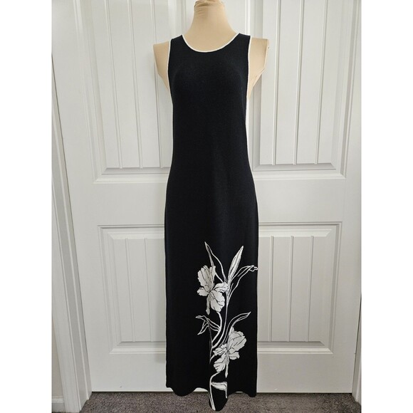 Cynthia Rowley Black & White Viscose Sheath Maxi Dress Sz S - Picture 1 of 9